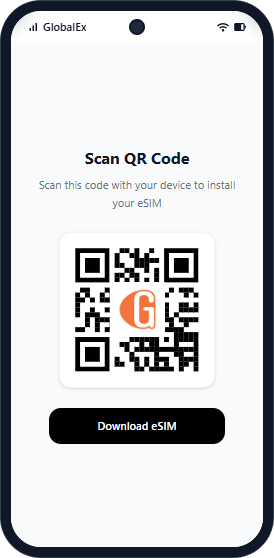 טלפון חכם עם קוד QR להתקנת eSIM